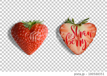 Strawberry logo cut-out material of heart-shaped red strawberry "Beni Hoppe" 100588351