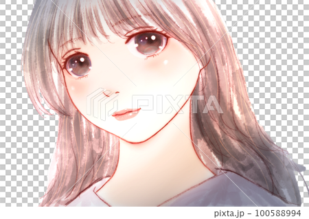 慵懶氣氛少女彩色插畫 眼睛=黑色 光粒子=無背景 慵懶氣氛少女彩色插畫 眼睛=黑色 光粒子=無背景 100588994