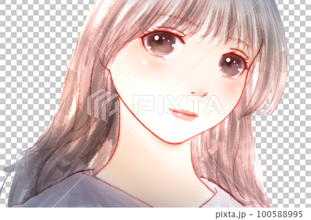 慵懶氛圍少女彩色插畫,瞳孔=粉紅色,光粒子=無背景,左右反轉版 慵懶氛圍少女彩色插畫,瞳孔=粉紅色,光粒子=無背景,左右反轉版 100588995