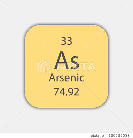 Arsenic symbol. Chemical element of the periodic table. Vector illustration. Arsenic symbol. Chemical element of the periodic table. Vector illustration. 100589053