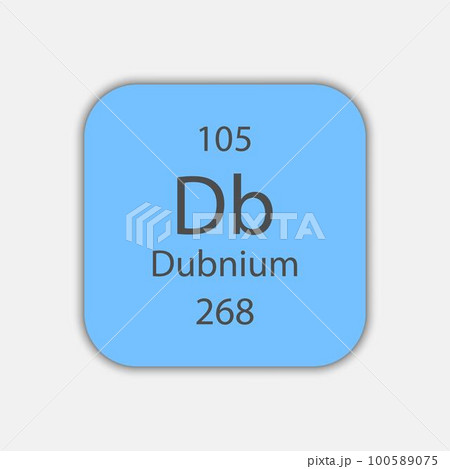 Dubnium symbol. Chemical element of the periodic table. Vector illustration. Dubnium symbol. Chemical element of the periodic table. Vector illustration. 100589075