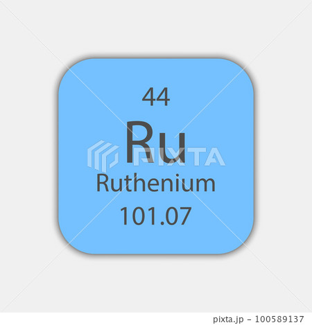 Ruthenium symbol. Chemical element of the periodic table. Vector illustration. 100589137