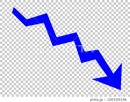 Arrow downwards to the right of the broken polygonal line (blue) Arrow downwards to the right of the broken polygonal line (blue) 100589196