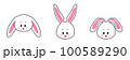face set of a cute white rabbit. Kawaii bunny ear emoji, or bunny emoticon. symbol of a rabbit. Expression of a funny animal cartoon figure. outline in a vector illustration 100589290