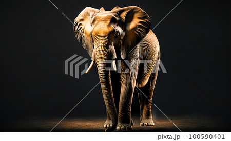 elephant on a black background, generative AI 100590401