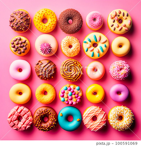 Many different types of donuts, generative AI Many different types of donuts, generative AI 100591069