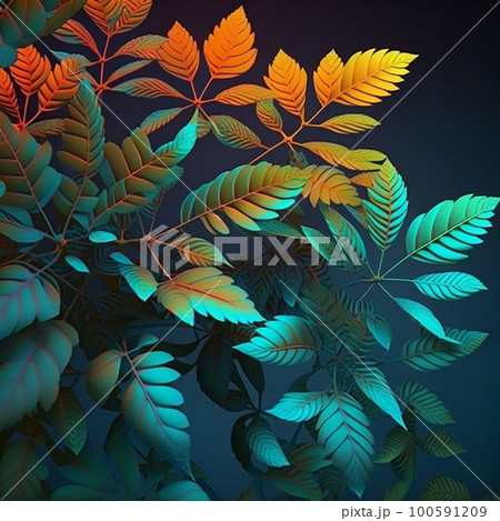 plant leaves background, floral tropical pattern for wallpaper, generative AI 100591209