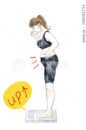 体重計に乗って体重を測る人 体重計に乗って体重を測る人 100592755