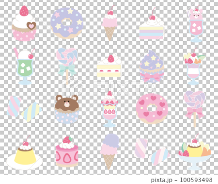かわいいスイーツ・お菓子ベクターイラストセット 100593498