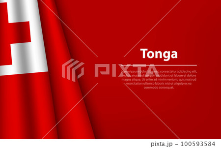 Wave flag of Tonga with copyspace background. 100593584
