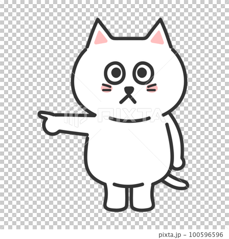 一隻貓用手指指著白貓的插圖 100596596