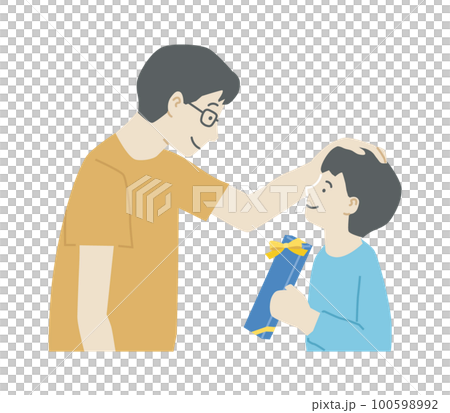 Parent and child giving presents Father's Day 100598992