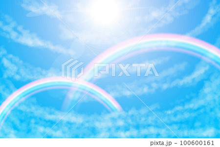 青空と二重の虹と太陽と雲09 広がる雲のイラスト素材 [100600161] - PIXTA