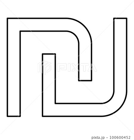 Israeli Shekel currency symbol ILS money nis sign new contour outline line icon black color vector illustration image thin flat style 100600452