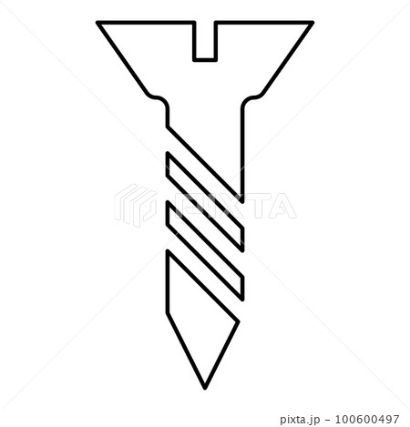 Screw metal wood contour outline line icon black color vector illustration image thin flat style Screw metal wood contour outline line icon black color vector illustration image thin flat style 100600497