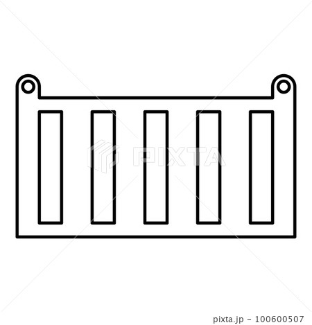 Cargo container shipping shipment storage transport goods products freight box contour outline line icon black color vector illustration image thin flat style Cargo container shipping shipment storage transport goods products freight box contour outline line icon black color vector illustration image thin flat style 100600507