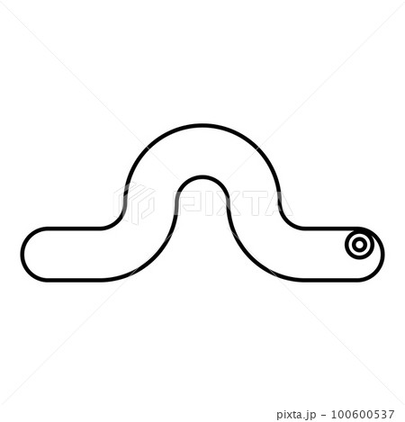 Worm earth earthworm rainworm caterpillar angleworm annelida invertebrate crawling larva contour outline line icon black color vector illustration image thin flat style 100600537