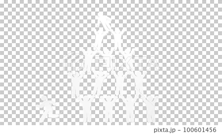 A pictogram doll running away from a collapsing pyramid structure A pictogram doll running away from a collapsing pyramid structure 100601456