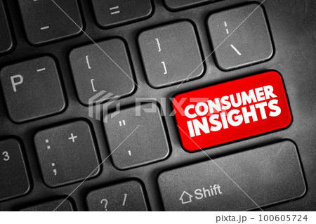 Consumer Insights - interpretation of trends in human behaviors which aims to increase the effectiveness of a product or service for the consumer, text button on keyboard 100605724