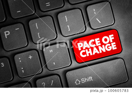 Pace Of Change text button on keyboard, concept background 100605783