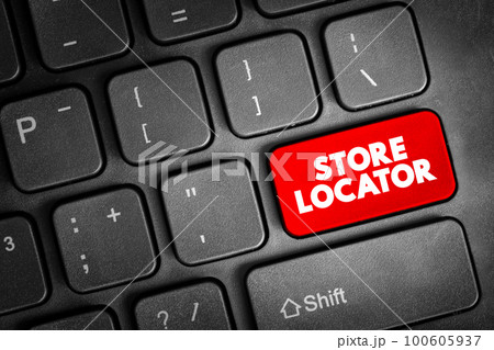 Store Locator - website feature that allows customers to find physical outlets of a retailer, text button on keyboard 100605937