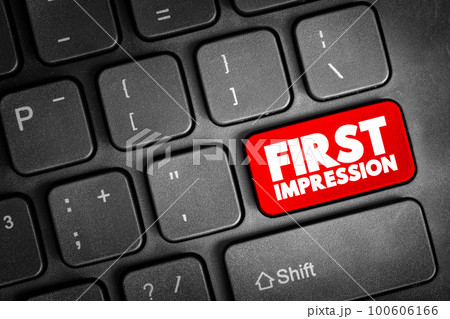 First Impression text button on keyboard, concept background 100606166