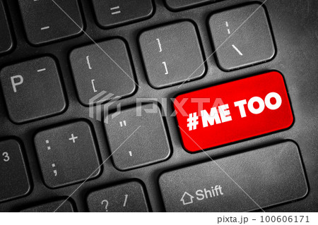 Hashtag Me Too text button on keyboard, concept background 100606171