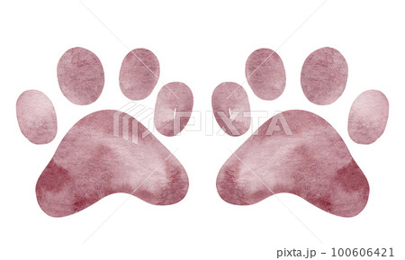 Animal tracks. Animal feet silhouette. Path for walking on the paws of wild animals or footprints. Watercolor footprints. Animal tracks. Animal feet silhouette. Path for walking on the paws of wild animals or footprints. Watercolor footprints. 100606421