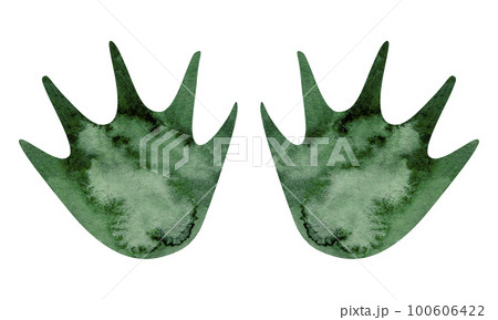 Animal tracks. Animal feet silhouette. Path for walking on the paws of wild animals or footprints. Watercolor footprints. Animal tracks. Animal feet silhouette. Path for walking on the paws of wild animals or footprints. Watercolor footprints. 100606422