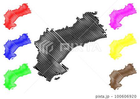 Province of Tarragona (Kingdom of Spain, Autonomous Community Catalonia) map vector illustration, scribble sketch Tarragona map Province of Tarragona (Kingdom of Spain, Autonomous Community Catalonia) map vector illustration, scribble sketch Tarragona map 100606920