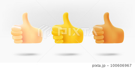 Different color human hands gesture icons collection. 3d vector isolated on white background Different color human hands gesture icons collection. 3d vector isolated on white background 100606967