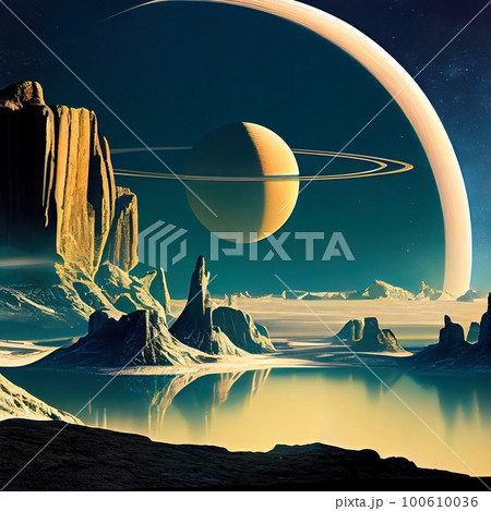 A deserted abstract colorful alien landscape....のイラスト素材 [100610036] - PIXTA