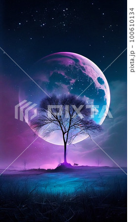 A deserted abstract colorful alien landscape. Alien planets during sunrise. Generative AI Art. 100610134