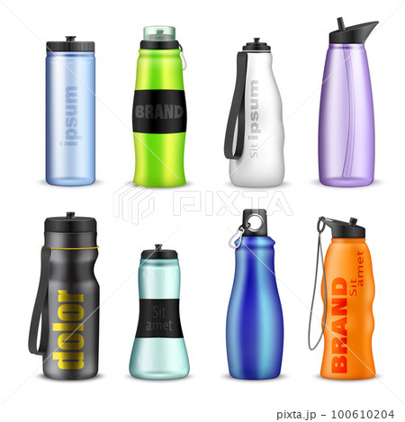 Sport Water Bottle Realistic Color Set 100610204