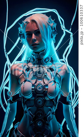 Cyberpunk anime teen girl, cyborg, android, - Stock Illustration  [100864766] - PIXTA