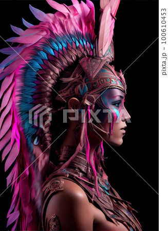 Portrait of Fantastic Warrior. High-tech futuristic man from the future. Generative AI Art. Portrait of Fantastic Warrior. High-tech futuristic man from the future. Generative AI Art. 100610453