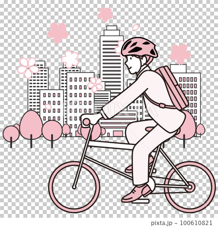 通勤　自転車　イメージ素材 100610821