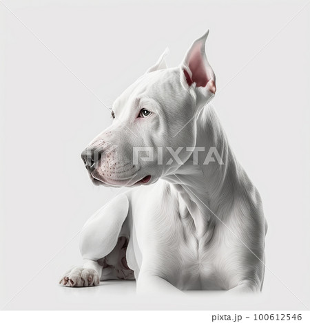 Strong white dog breed dogo argentino portrait isolated on white close-up, beautiful pet, lovely dog, Strong white dog breed dogo argentino portrait isolated on white close-up, beautiful pet, lovely dog, 100612546
