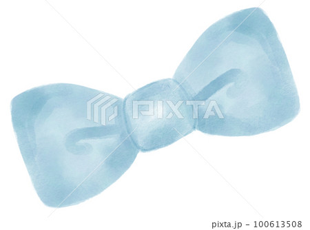 cute watercolour sweet blue ribbon bow cartoon kid hand painting 100613508