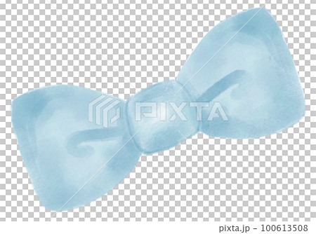 cute watercolour sweet blue ribbon bow cartoon kid hand painting 100613508