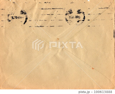Back of an old used envelope. Rich stain and paper details. Can be used as background Back of an old used envelope. Rich stain and paper details. Can be used as background 100613888