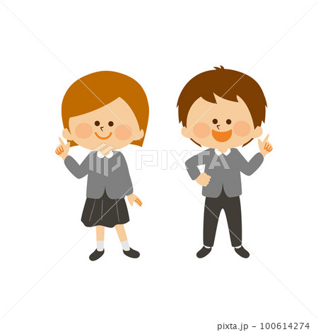 指差しする子供のイラスト素材 指差しする子供のイラスト素材 100614274