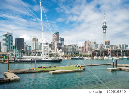 Scenery view of Viaduct Harbour in the central of Auckland, New Zealand. Auckland is New Zealand's largest city and the centre of the country's retail and commercial activities. Scenery view of Viaduct Harbour in the central of Auckland, New Zealand. Auckland is New Zealand's largest city and the centre of the country's retail and commercial activities. 100616840