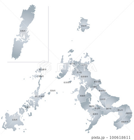 長崎県と市町村地図 長崎県と市町村地図 100618611
