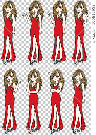 8 types of red dress hostesses (whole body) 8 types of red dress hostesses (whole body) 100619955