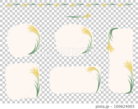 水稻耳朵邊界，框架集矢量圖 100624003