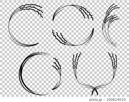 Illustration set of rice silhouette frame 100624010