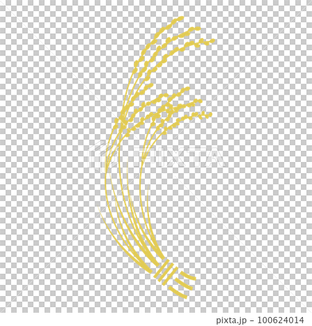 金色の稲穂のシルエットを束ねたデザインのベクターイラスト 100624014
