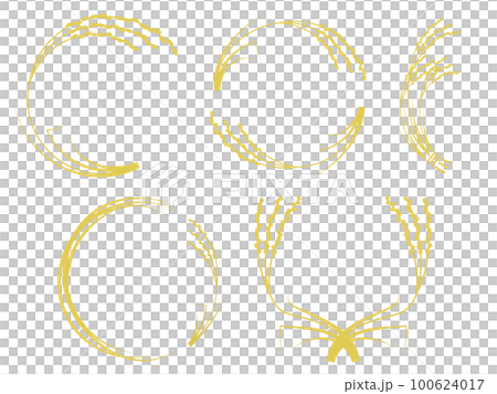 Illustration set of golden rice ear silhouette frame 100624017