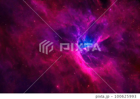 Space background. Realistic starry night. Cosmos and shining stars. Milky way and stardust. Color galaxy with nebula. Magic Infinite universe. Ai generative illustration. 100625993